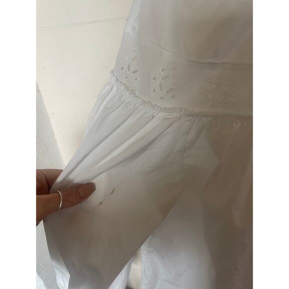 CEDRIC CHARLIER Oversized Poplin Eyelet Blouse Size 8 White AS IS WITH FLAW Top - Picture 7 of 11